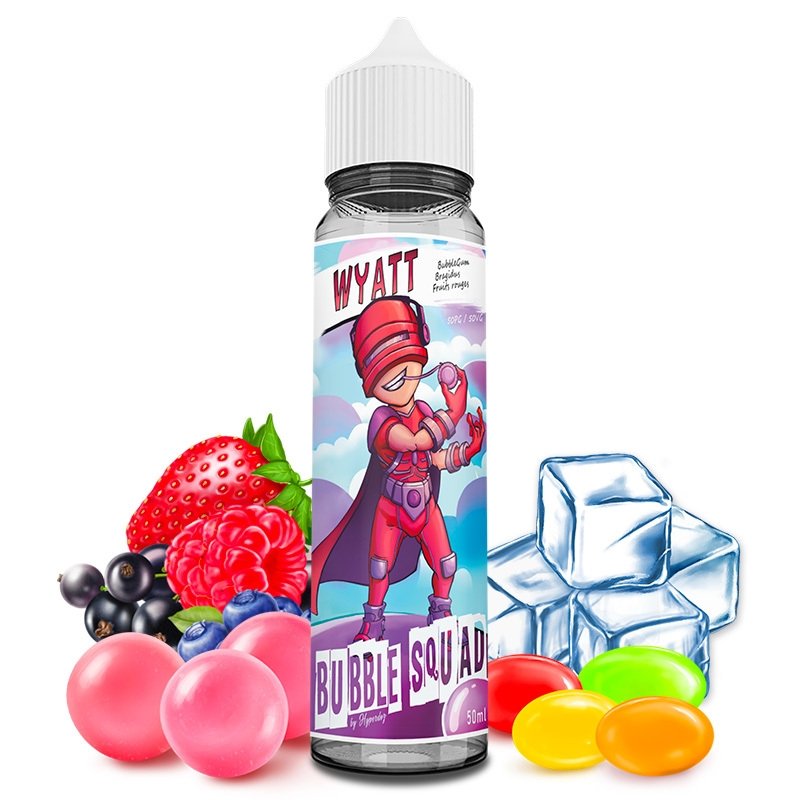 Wyaat, un accroc aux bonbons et ça se voit dans sa recette !
Un bon bubblegum rose mélangé à ces petits bonbons multicolores fruités et sucrés avec une touche de fruits rouges frais...
Régalez-vous !
 